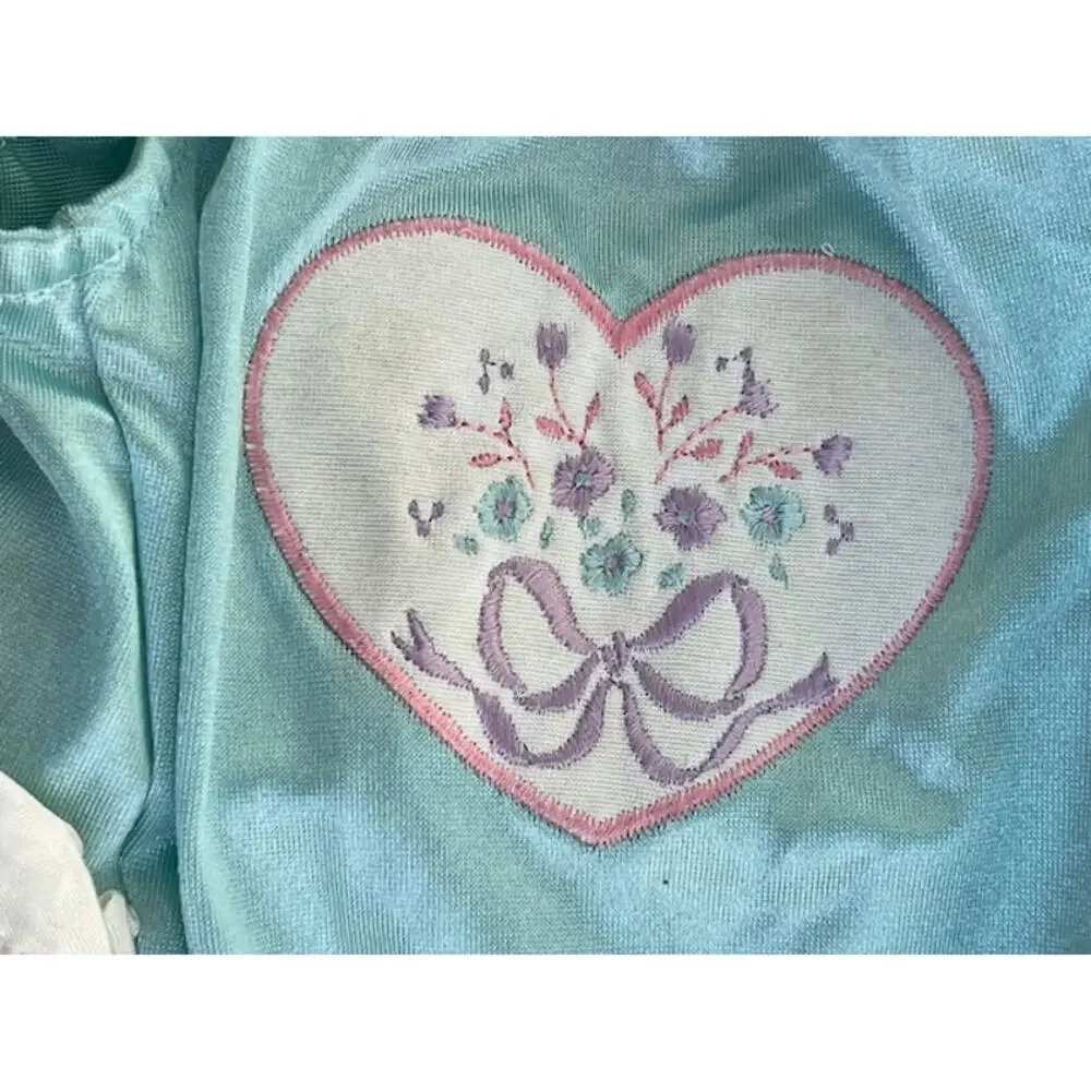 one piece swimsuit vintage heart seafoam ruffle 12 month